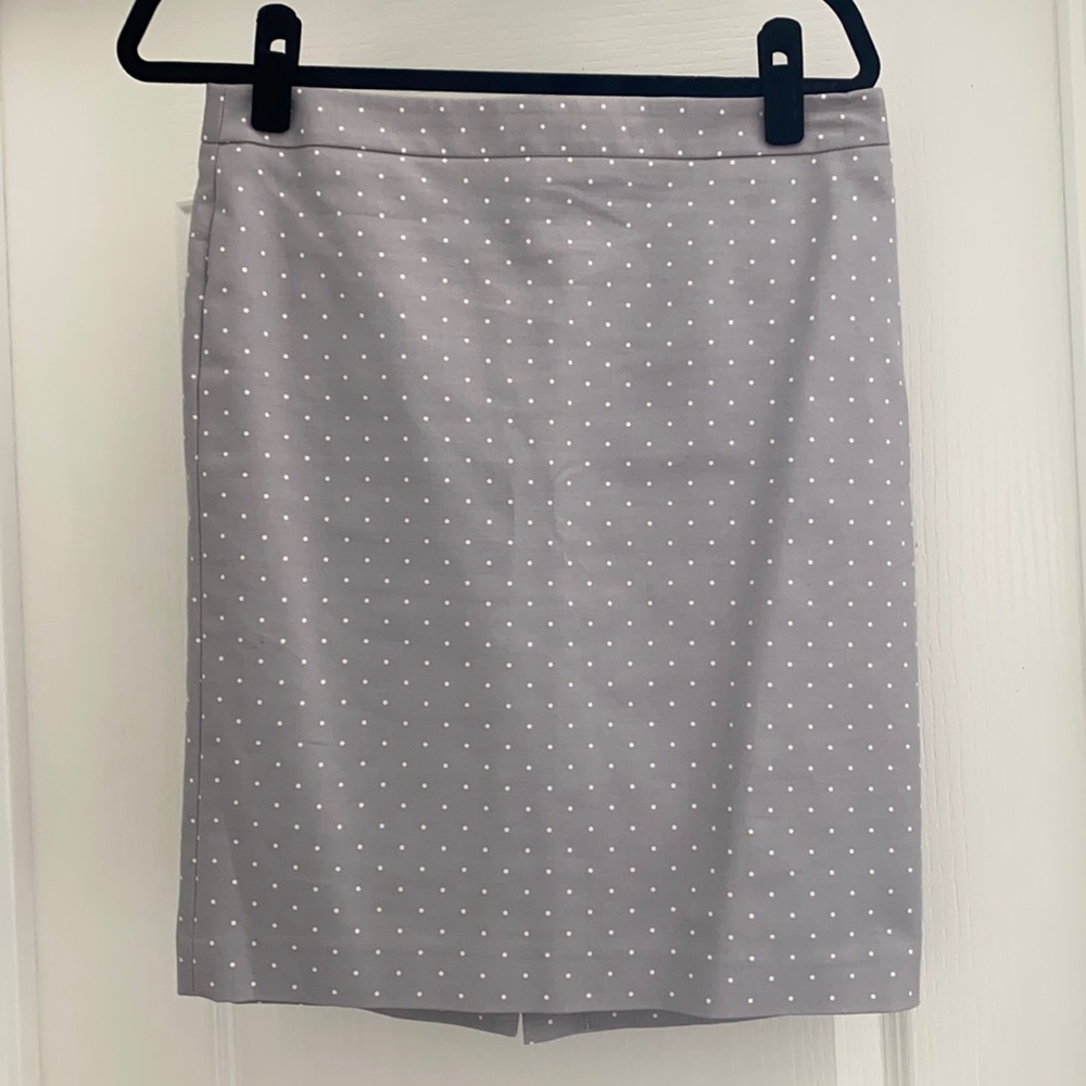 Gray with white polka dot skirt